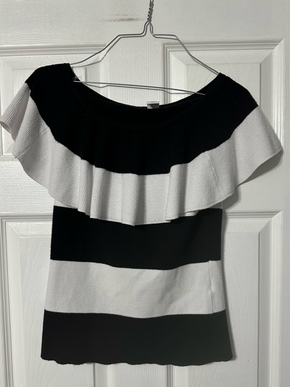 White House Black Market Off-Shoulder Ruffle Sweater